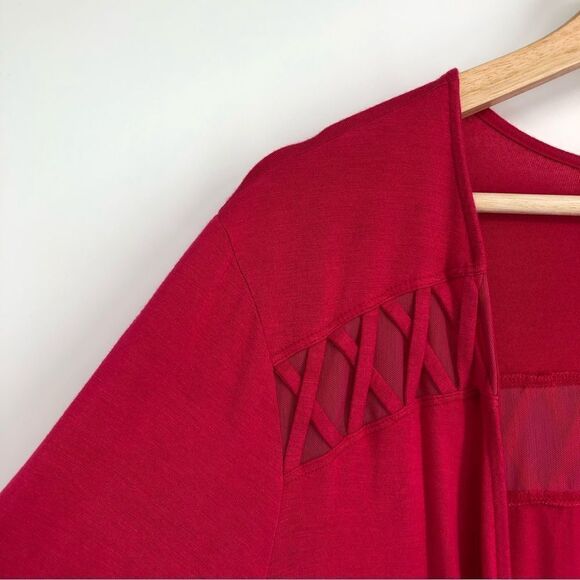 TORRID Fuschia Pink Super Soft Lattice Insert Hi-Lo Cardigan Size 2X - Picture 7 of 9